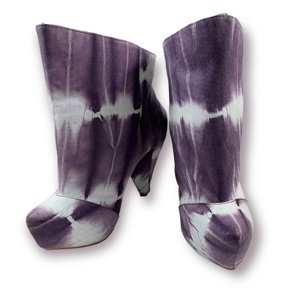 BRAND NEW 2011 Couture IRREGULAR CHOICE tie dye suede platform hexagonal boots - Picture 11 of 12